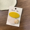 Barrettes à cheveux BB pour enfants en tissu floral, styles tissés jaune et blanc - Style tissé floral de couleur unie jaune (Style 12)