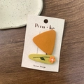 Lot de barrettes à fleurs avec triangle orange et broderie marguerite sur carte - Style brodé avec triangle orange et rayures vertes (Style 15)