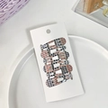 Set of 6 houndstooth print metal snap hair clips on card for women and girls - Red Brown Houndstooth Style