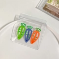 3-piece set of carrot-shaped hollow hair clips for girls in green purple and orange - Hollow Carrot Style / Green And Blue And Orange
