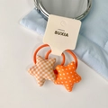Paire d'élastiques à cheveux étoiles orange à carreaux et pois pour filles - Combo Étoile Plaid Et Pois / Orange