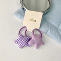 Paire d'élastiques à cheveux étoiles à carreaux et pois violets pour filles sur carte - Combo Étoile Plaid Et Pois / Violet