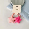 Paire d'élastiques étoiles avec motifs à carreaux et pois roses sur carte support - Combo Étoile Plaid Et Pois / Rose