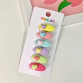 Σετ 6 πολύχρωμα κλιπ μαλλιών σε τόνους macaron με σχέδιο καρδιάς και βάση ρητίνης - Οβάλ κλιπ καρδιά
