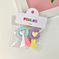 Set van twee kleurrijke 3D-hart haarclips in roze en gele dopamine macaron tinten - Roze en Gele Haarclips