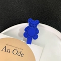 Niedliche blaue Bären-Haarklammer mit mattem Finish für Mädchen minimalistischer Haarschmuck - Schwarzer Bär mit blauer Basis