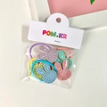 Glinsterende konijn haar elastiekjes set met kleurrijke banden en strass details - Konijn Haarelastiekjes Set