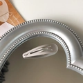 Minimalist silver metal snap hair clip with a sleek matte finish for kids and women - Light Gray