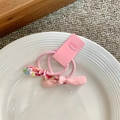 Set di due elastici per capelli rosa in tessuto a fiori con fiocchi per bambine - Rosa