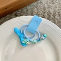 Set di elastici per capelli con fiocchi blu e floreali su scheda per bambine - Blu