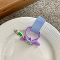 Elastico per capelli viola con fiocco a fiori e orecchie da coniglio per bimba - Viola