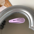 Vibrant purple matte finish 5cm waterdrop snap hair clip on a silver mirror surface - Light Purple