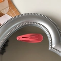 Single 5cm coral pink matte waterdrop snap hair clip for girls on a decorative mirror - Watermelon Red