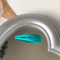 Matte cyan 5cm snap hair clip for girls displayed on a vintage silver mirror tray - Lake Green