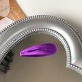 Matte purple 5cm metal snap hair clip for children on a decorative mirror background - Purple