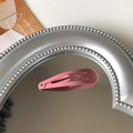 Matte pink metal snap hair clip for girls, 5cm basic painted BB clip on decorative mirror - Bean Paste Pink