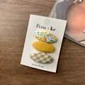 Ensemble de trois pinces à cheveux jaunes en tissu avec motifs floraux et à carreaux - Style Jaune