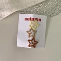 Σετ με τρία κλιπ μαλλιών σε σχήμα αστέρι σε γήινες αποχρώσεις του καφέ σε κάρτα φθινοπώρου - Στυλ Αστέρι - Μικρό