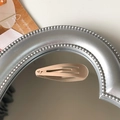 Matte finish pink metal snap hair clip with water drop design and hollow structure - Khaki