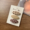 Lot de 3 barrettes en tissu coréen avec pois marron à pois et motifs à carreaux - Style Rouge-Brun