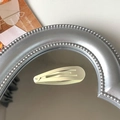 5cm cream yellow matte finish teardrop metal snap hair clip for kids and girls - Cream White