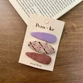 Handgefertigtes 3-teiliges Haarclip-Set aus Tweed und Stoff in Violett und Rosa - Lila