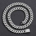 Hip-hop 9mm silver Cuban link necklace and bracelet set with iced-out zircon paving - Bracelet (Approx. 15cm) / Silver