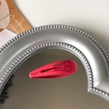 Vibrant red matte snap hair clip for girls with elegant glossy finish and drop shape design - Watermelon Red