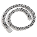 12mm iced out infinite Cuban link necklace with black square stones and silver plating - 7 Inch Bracelet / Silver Black