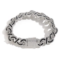 Bracciale cubano da 12mm per uomo con zirconi neri quadrati e pietre bianche - 7" / Nero Argento