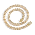 9mm gold Cuban link chain necklace for men featuring micro-paved sparkling cubic zirconia - Bracelet (Approx. 15cm) / Gold