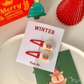 Pair of festive red Christmas drop hair clips with Dear Santa envelope charm ornaments - Envelope Style