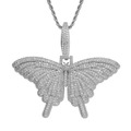 Silberner Schmetterlingsanhänger mit Zirkonia-Mikropavé und gedrehter Seilkette - Silber