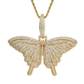 Hip-Hop Schmetterling-Anhänger mit Zirkonia-Besatz und goldener Kordelkette für Damen - Gold