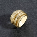 Macro shot of multi-layer crisscross gold ring with micro-pave white cubic zirconia - Size 7 / Interwoven Winding Style (Style 8) / Gold