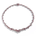 Collana gotica in argento con occhi di cristallo rosso e punte hip hop - 16inch (40cm)