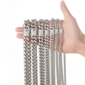 Silver Cuban link chains in multiple widths with micro-paved zircon clasp for men - 6mm Width - 7inch (18cm) / Steel