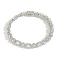 8mm Iced Out Hip-Hop Armband mit Baguette- und Rundschliff-Zirkonia in Silber-Finish - 7 Zoll (18cm) / Silber