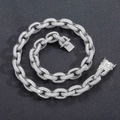 Dettaglio della collana hip hop da 12mm con micro-pavé di zirconi su maglie in argento - Argento / Lunghezza circa 18cm
