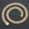Iced out 13mm gold cuban link chain for men with cubic zirconia stones on black background - 7 inch (Approx 18cm) / Gold