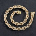 Collana hip hop O-chain 12mm color oro con micro-pave di zirconi bianchi brillanti - Oro / Lunghezza circa 18cm