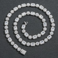 Collana hip hop argento 8mm con pietre di zirconia cubica quadrate e rotonde - Bracciale da 7 Pollici / Argento