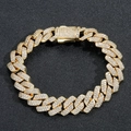 Bracciale a catena cubana da 13mm placcato oro con zirconi cubici per uomo in stile hip hop - 18cm / Oro