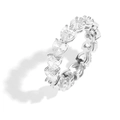Hip hop style silver heart-shaped eternity ring with sparkling pink cubic zirconia - Size 6 / Heart Style (Style 1) / Silver
