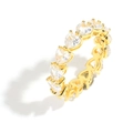 Hip hop style gold heart eternity ring with pink cubic zirconia stones for women and men - Size 6 / Heart Style (Style 1) / Gold