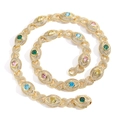 Collana hip hop da 14mm con zirconi colorati e maglie infinity dorate - Bracciale da 7 pollici (Circa 18cm) / Oro