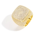 Lussuoso anello hip hop quadrato in oro con micro-pavé di cristalli zirconi 5A - US 7 / Oro