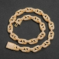 Hip-Hop-Goldkette mit gemischten quadratischen und runden Zirkonia im Infinity-Link-Design - 7inch / Gold