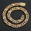 Collana cubana 15mm placcata oro con zirconi micro-pave stile hip-hop lussuoso da uomo - Bracciale da 7 pollici (circa 18 cm) / Oro (15mm di Larghezza)