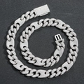 Collana catena cubana hip hop 15mm da uomo con zirconi argento stile iced out - Bracciale da 7 pollici (circa 18 cm) / Argento (15mm di Larghezza)